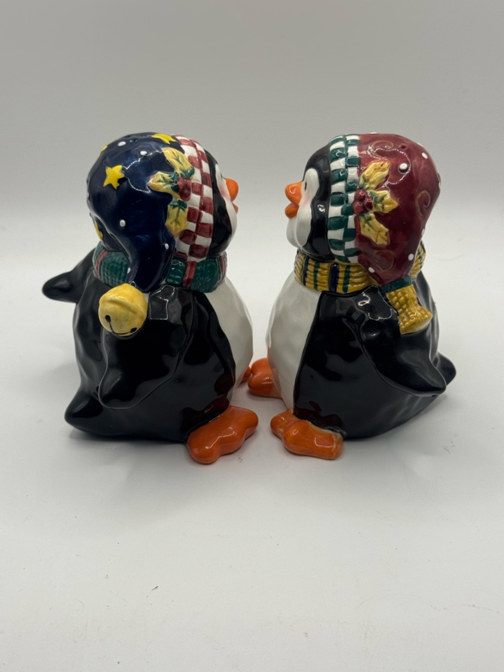 Ceramic Penguin Salt and Pepper Shakers - Festive Hats